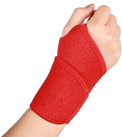 Handgelenkstütze Sport Elastische Handgelenkbandage Handgelenk Unterstützung Verstellbare Handbandage für Sport Schutz und Alltag Arthritis Einheitsgröße für Linke oder Rechte Hand 1 Stücke (Rot)