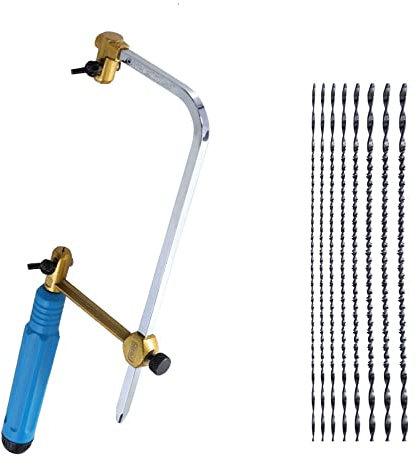 ShiningLove Scie à chantourner pour couper le bois, le plastique, le caoutchouc et le métal souple, 1 scie + 8 lames de scie