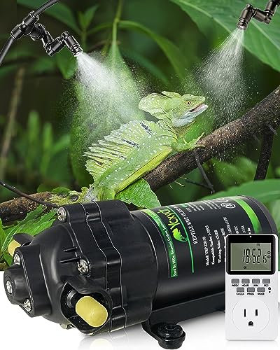 Reptile Mister Automatisches Nebelsystem, Reptilien-Luftbefeuchter für Terrarien, Reptilien-Nebelsystem mit programmierbarem Timer & 6 verstellbaren 360°-Düsen, für eine Vielzahl von