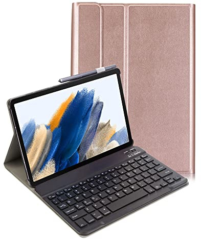 Lobwerk 2in1 Bluetooth Tastatur in WIEß und Cover für Samsung Galaxy Tab A8 X200 X205 10.5 Case Schutz Hülle Bronze