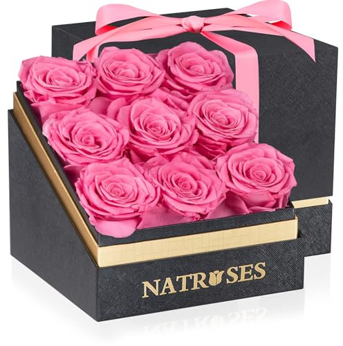 NATROSES Forever Preserved Roses in a Box Gifts (Pink)