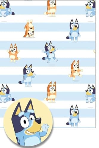 Bluey Geschenkpapier, 4 Bögen Etiketten, Bluey Kids Geschenkpapier, 2 Stück