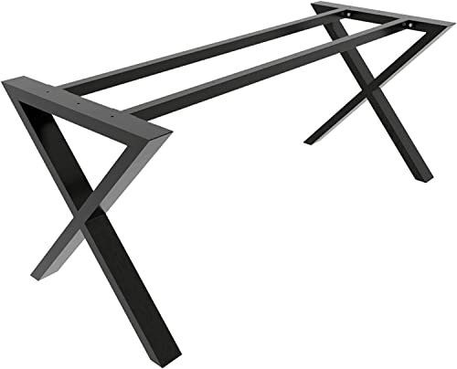 MetaloPro Patas de Mesa, 130 x 70 x 72cm Robustas Acero Patas para Mesa de Metal Marco Modern Escritorio Base con Tornillos y Protectores de Piso para Oficina Industrial Hogar Comedor Café - Negro