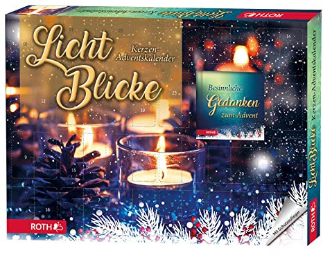 ROTH Kerzen-Adventskalender Lichtblicke 2023 gefüllt mit Teelichtern und Buch, Motivkerzen-Kalender für die Vorweihnachtszeit