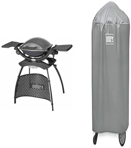 Weber Barbecue électrique Q 1400 Stand Electric Grill & 7177 Housse de Gril, Convient aux Q 100/1000 et 200/2000 sur Support ou Chariot, Gris, 5,9 cm*16,6 cm*22,3 cm