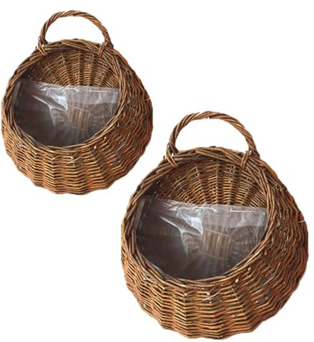 Yardwe 2 Piezas De Mimbre para Colgar En La Pared Macetas para Plantas Al Aire Cestas Colgantes para Plantas Macetas Al Aire para Plantas De Interior Cesta De Flores Vintage