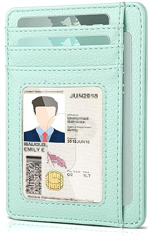 Teskyer Porta Carte Credito Donna, Portafoglio Donna Piccolo Sottile, Protezione RFID, Design Minimalista, Aqua Green