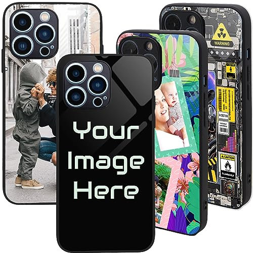 Personalised Case for iPhone 12 Pro Max, Custom Add Image, Photo, Text -Toughened Glass panel with shockproof TPU Rims | Optional Glow in the Dark | Custom Phone Case-1 image