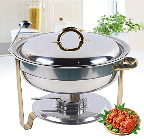 XUEMANSHOP 4L Chafing Dish, Round Chafing Dish Set in acciaio inox a buffet Chafer con coperchio a specchio per credenze, piccoli pranzi in hotel