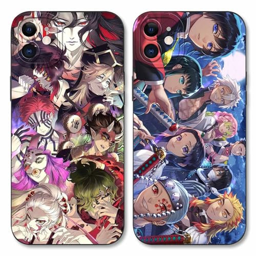 2 Stück Handyhülle für Apple iPhone 11 Hülle 6.1'', Anime Motiv Kamado Nezuko Tanjirou Zenitsu Kagaya Amane Manga Muster Schutzhülle Case Schutz der Linse Design Cover Stoßfest, Schwarz1