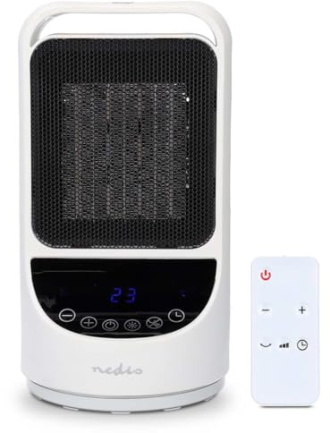Nedis HTFA22WTW - SmartLife Keramik-PTC-Heizlüfter - WLAN - 1500 W - 2 Heizstufen - Oszillation - Temperaturanzeige 10–49 °C - App-Steuerung - Alexa & Google Assistant - Weiß