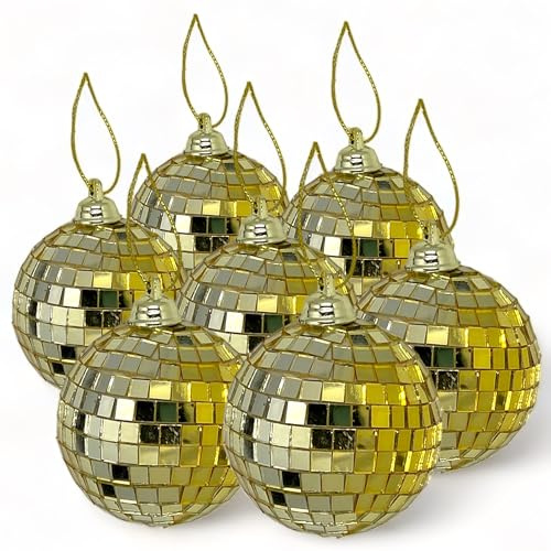 MIJOMA Set di palline a specchio da appendere: palla da discoteca, palline di Natale e decorazione per la casa, decorazioni natalizie e feste per un'atmosfera elegante (6 cm – 8 pezzi, oro)