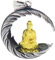 Bungsa Anhänger Goldener Buddha mit Feder aus 316L Edelstahl