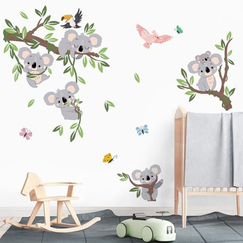 wondever Wandtattoo Koala Baum Wandaufkleber Koalabär Baum Ast Wandsticker Wanddeko für Kinder Babyzimmer Schlafzimmer Wohnzimmer