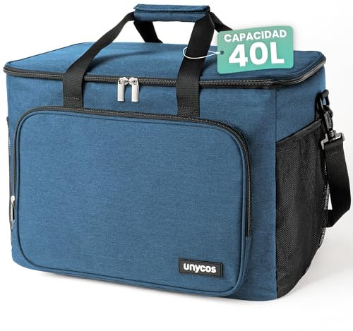 unycos - Bolsa Térmica Porta Alimentos【40L】 Nevera Portátil, Lunch Box Impermeable, Hermética e Isotérmica, Porta Fiambrera para Almuerzo, Oficina, Viaje, Pícnic o Colegio (Azul Oscuro)