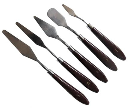 DOITOOL Juego De 5 Raspadores De Pintura Al Óleo Espátula Para Mezclar Colores Herramientas De Arte Mango De Plástico Acero Inoxidable