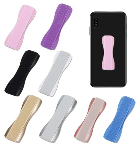 8 Pack Smartphone Finger Holders, Self-Adhesive Phone Grip, Mobile Phone Backhand Strap, Phone Finger Stand, Phone Accessories for One-Handed Use (8 Colors)