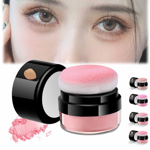Oil Control Air Cushion Rouge, Puderrouge für die Wangen, Air Cushion Rouge für die Wangen, Oil Control Powder Rouge, langanhaltendes einfarbiges Rouge (Orange-Rosa)