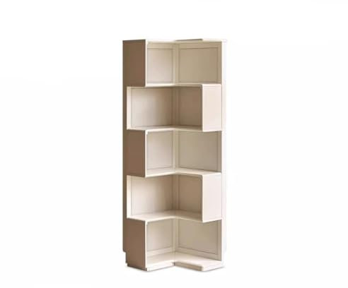 GUERNSEY Standing Bookshelf for Living Room Solid Wood Corner Bookcase Nordic Cream Style Bookshelf Living Room Wall White Wall Corner Storage Cabinet Bookcases