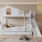 kubeier Kids Hochbett Etagenbett 90x200cm | 120x200cm mit vierstufiger Kipptreppe, Zwei Schubladen, Lattenrost, Rausfallschutz, in Weiss Kinderbett, Bettrahmen aus Massivholz