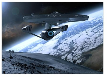 Displate Offiziell Star Trek MetallPoster Magnetische Befestigung Inklusive Lizenziert Bilder Hochwertiges Poster Ships Of The Line Earth View Poster 45 cm x 32 cm