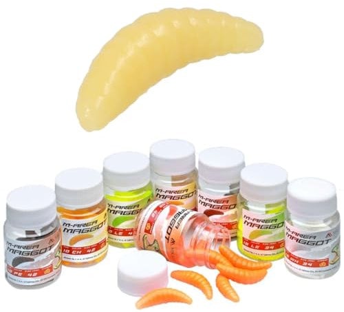 16x Mikado 34mm Milch Käse künstliche Bienenmaden Maden Forellenköder in Dose