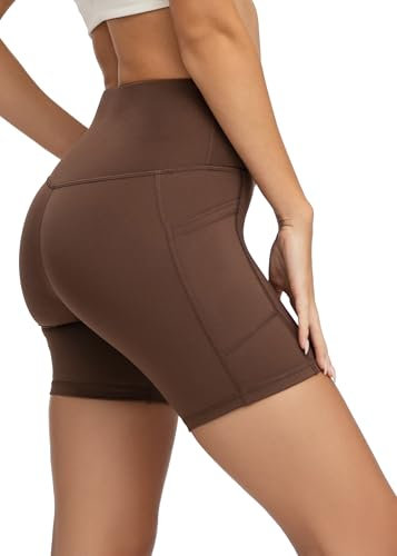 Conceited Sportbekleidung für Damen, ultraweich, hohe Taille, adaptive Kompression, Bauchkontrolle (in Übergröße erhältlich), Braun, M