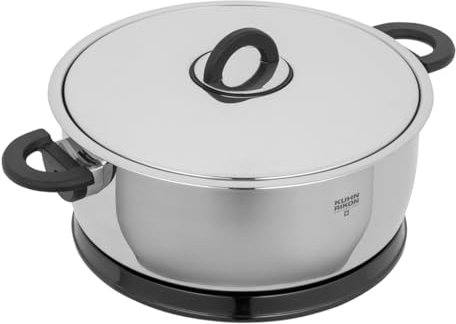 Kuhn Rikon DUROTHERM® PRO Black Servierkasserolle 3.0 L · Ø 22 cm, Kochtopf mit Thermountersetzer, warmhalten, Thermo-Funktion mit Untersetzer