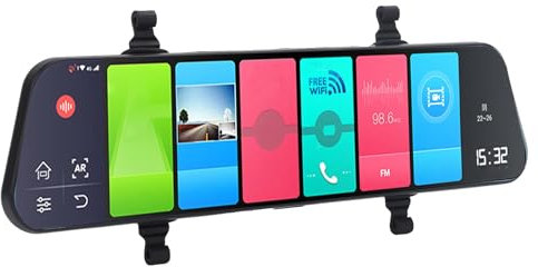 12 Zoll Rückspiegel Dashcam, 1080P FHD Voll Touchscreen Front- und Rückfahrkamera, 4G WLAN WDR Autorecorder mit LoopAuf-nahme, 120°-Weitwinkel und G Sensor