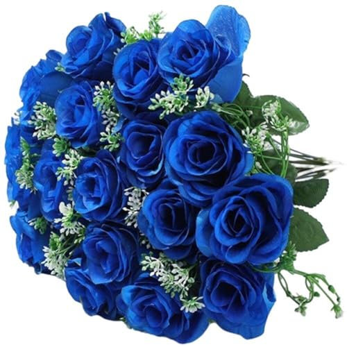Glixoft Fiori Artificiali del Cimitero Fiori Finti della Rosa Fiori Funebri Bouquet Commemorativo per Lapidi All'aperto Decorazioni per Lapidi