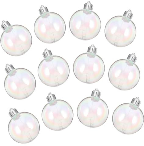 Ciieeo STK Perlblasenball Weihnachtskugeln Durchsichtiger Füllbarer Weihnachtsschmuck Kleine Schillernde Weihnachten Feiertagsparty-Dekoration Transparente Christbaumkugel Neon Plastik