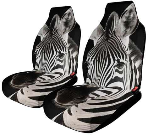 LFDSPYJE Autositzbezüge für Vordersitze, Zebra-Auto-Vordersitzbezug-Set für Damen und Herren, atmungsaktiv, Fahrzeugsitzschutz, Automattenbezüge, passend für Auto, Limousine, SUV, LKW