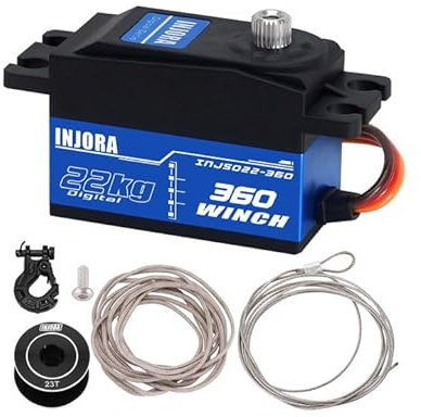 INJORA INJS022-360 22KG 360° Rotation Digitalservo mit 23T/25T Standard Seilwinde für RC Crawler Auto Boot Modell