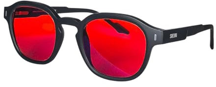 SHINU guten Schlaf blaues Licht blockierende Brille Männer Orange lange Zeit arbeiten Gaming-Brille SH039 (C1, rote Linse)