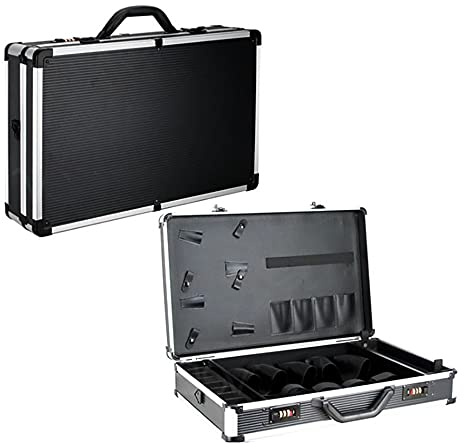 CCAUUB Friseur Werkzeugkiste Tragbare Barber Stylist Reisetasche Werkzeug-Organizer-Fall Salon Friseurschere Kamm Barber Trimmer Clipper Box Werkzeugaufbewahrungsbox (Schwarz-Weiß-gestreift)