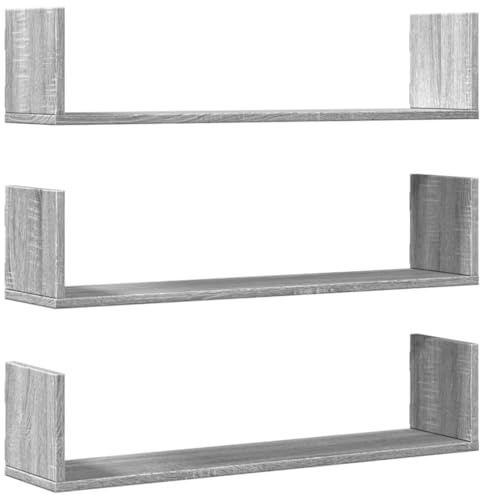vidaXL Wall Shelves 3 pcs Grey Sonoma 80x18x18 cm Engineered Wood