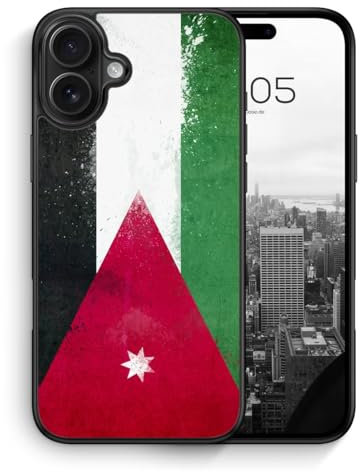 MUNIQASE Jordanien Grunge - Silikon Hülle für iPhone 16 Plus - Jordanische Schutzhülle Handyhülle Case Cover