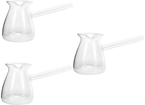 Ciieeo 3 Piezas Cafetera De Cristal Transparente. Taza Medidora De Expreso Más Cálido Café De Filtro Cacerola De Leche Tetera De Estufa Dispensador De Crema De Café Pava Infusor Vidrio