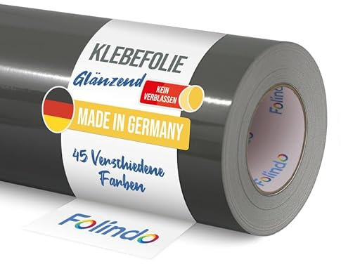 FOLINDO Möbelfolie selbstklebend 621 071 Grau Glanz Vinyl 5m x 63 cm Klebefolie Möbel, Klebefolie Küche, Möbelfolie, Folie für Möbel, Möbelfolie selbstklebende Folie, Küchenfolie selbstklebend
