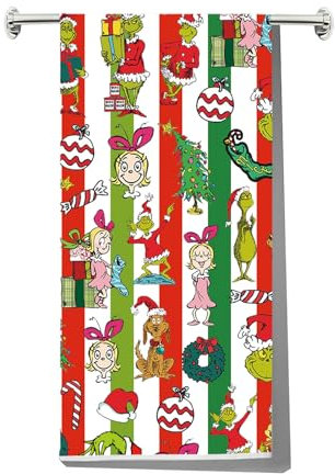 MYSOMY Grincmas Geschirrtuch mit grünem Monster, Motiv: grüne Katze, Geschenk für Grinchmas (Green Tree UK)