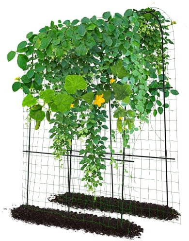 Gartenbogen Rankhilfe für Kletterpflanzen 0utdoor, A-Rahmen Hoch Gurken Rankhilfe für Hochbeet Garten Gemüse Rankgitter Tunnel mit Kletternetz