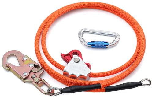 Steel Wire Core Flip Line Kit 1/2 X 10ft Arborist Equipment,Adjustable Lanyard Steel Core Tree Climbing Positioning Lanyard for Fall Protection Climbers Tree Climbers