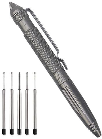 Tactical Pen, Taktischer Kugelschreiber mit 5 Tinten Nachfüllungen, Taktischer Stift mit Glasbrecher Tool Emergent Tool