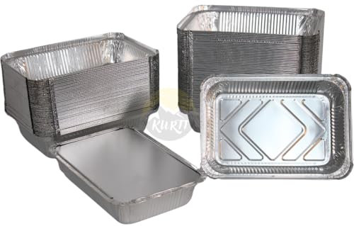 KURTT Grill Aluschalen, Aluminiumschale mit Deckel, Grillschale Auflaufform 100 Stück Einweg Menüschale aus Aluminiumfolie - aluschale (100, 845L)