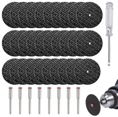 40PCS Rotary Tool Cut Off Wheel Set,32 mm Reinforced Fiberglass Cutting Tool Wheel and 8 PCS 402 Mandrels,rotary tool accessories forCutting Wood, Stone, Metal (With screwdriver)