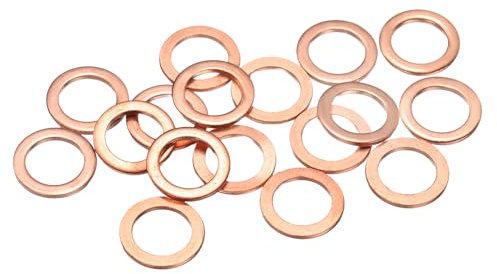 sourcing map Lot de 100 rondelles plates en cuivre M8 x 12 x 1 mm, joint d'étanchéité métrique