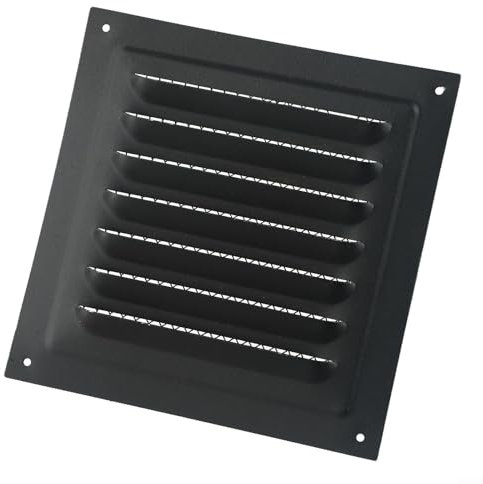 Parrilla de ventilación cuadrada de aspecto elegante con propósito funcional en acero inoxidable, tamaño 15 cm x 15 cm, ideal para sistemas HVAC (1 unidad, negro)
