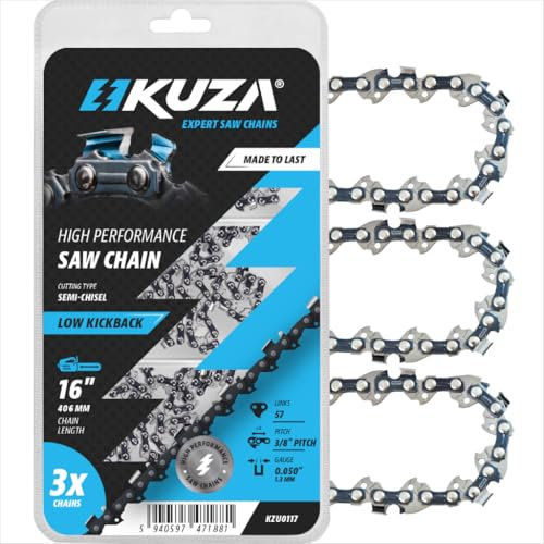 Cadenas de motosierra de 40 cm, 16 pulgadas, 3/8 pulgadas, 57 TG, aptas para AEG, Alpina, Bosch, Dolmar, Einhell, HITACHI, JONSERED, MAKITA, POULAN y muchos otros modelos (3 cadenas)