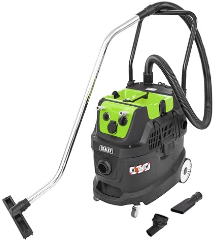 Sealey Dust-Free Wet & Dry Industrial Vacuum Cleaner, 40L, 1600W, M Class Filtration, Self-Clean, Air/Electric Power Tools - PC400MA