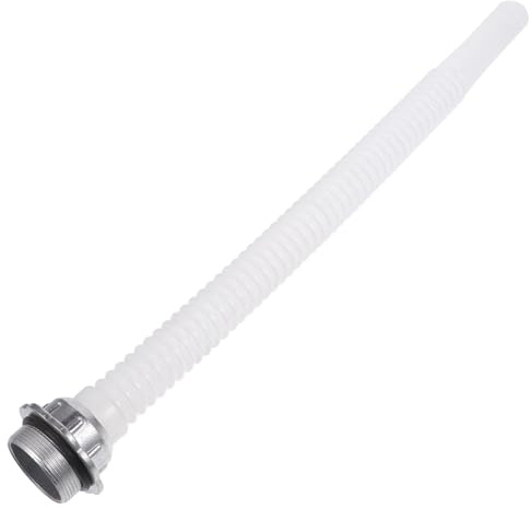 Dosendüse mit Flexiblem Aluminiumauslauf für Benzinkanister | Handfest Montierbar, mit Sieb und Dichtungsring, Aluminiumlegierung und Kunststoff, Silberfarben